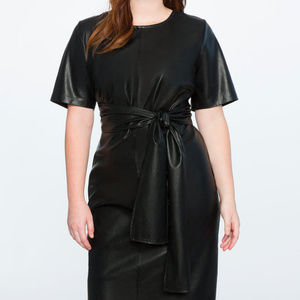 Studio Tie Waist Faur Leather Dress